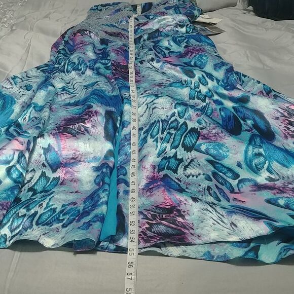 NWT LaFee E4053 One Shoulder Silver Sequin, Purple/Turquoise Prom Dress 10 - Picture 7 of 14